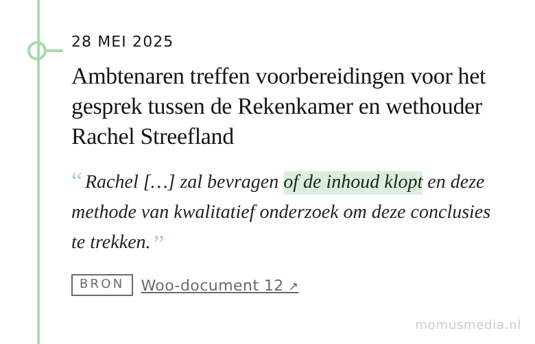 28 mei 2025 — Voorbereidingen voor het gesprek met wethouder Rachel Streefland