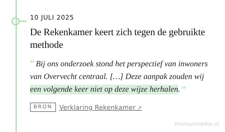 10 juli 2025 — De Rekenkamer keert zich tegen de gebruikte methode